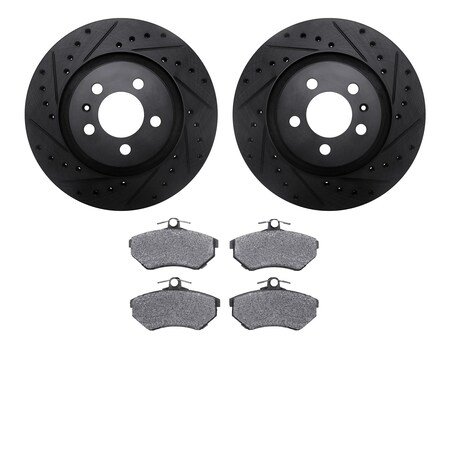 Dynamic Friction Co 8302-74019, Rotors-Drilled and Slotted-Black with 3000 Series Ceramic Brake Pads, Zinc Coated 8302-74019